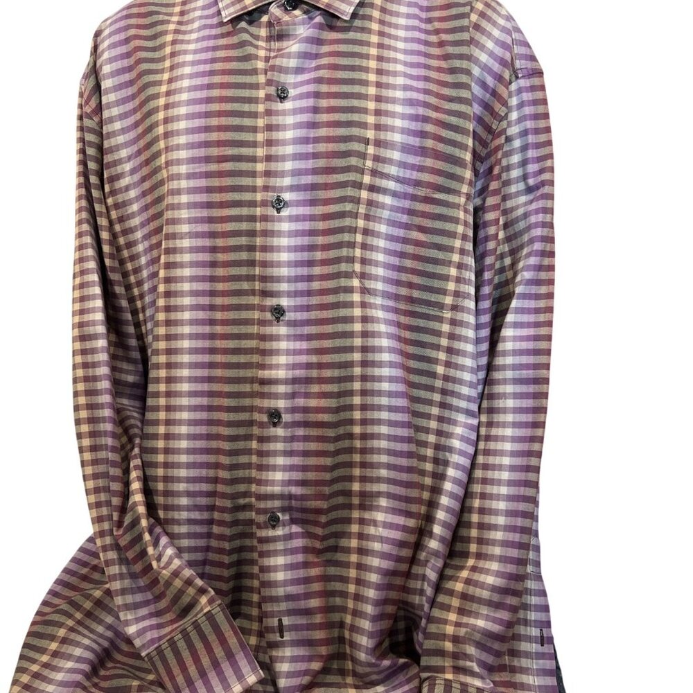 TOMMY BAHAMA purple yellow plaid LS shirt MEN 3XL